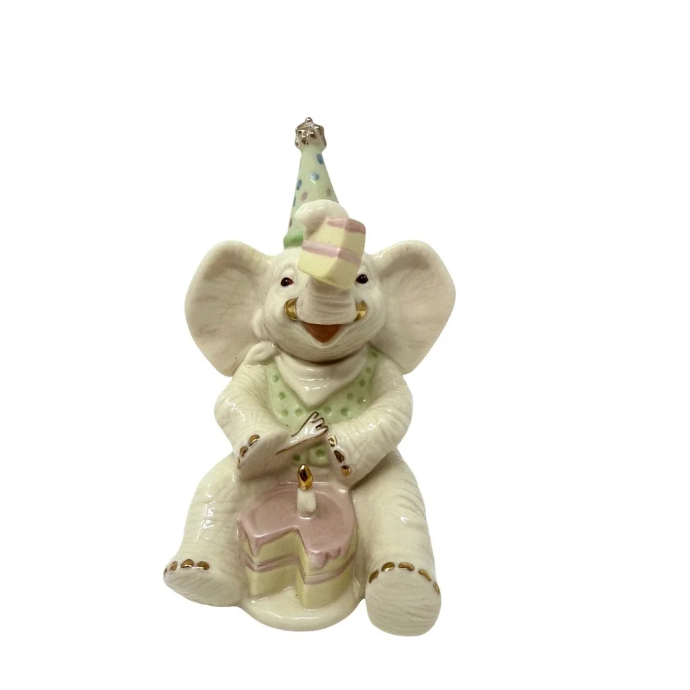 Lenox Celebrate With Cake Elephant Figurine, Birthday Party Theme Bday Gift Idea